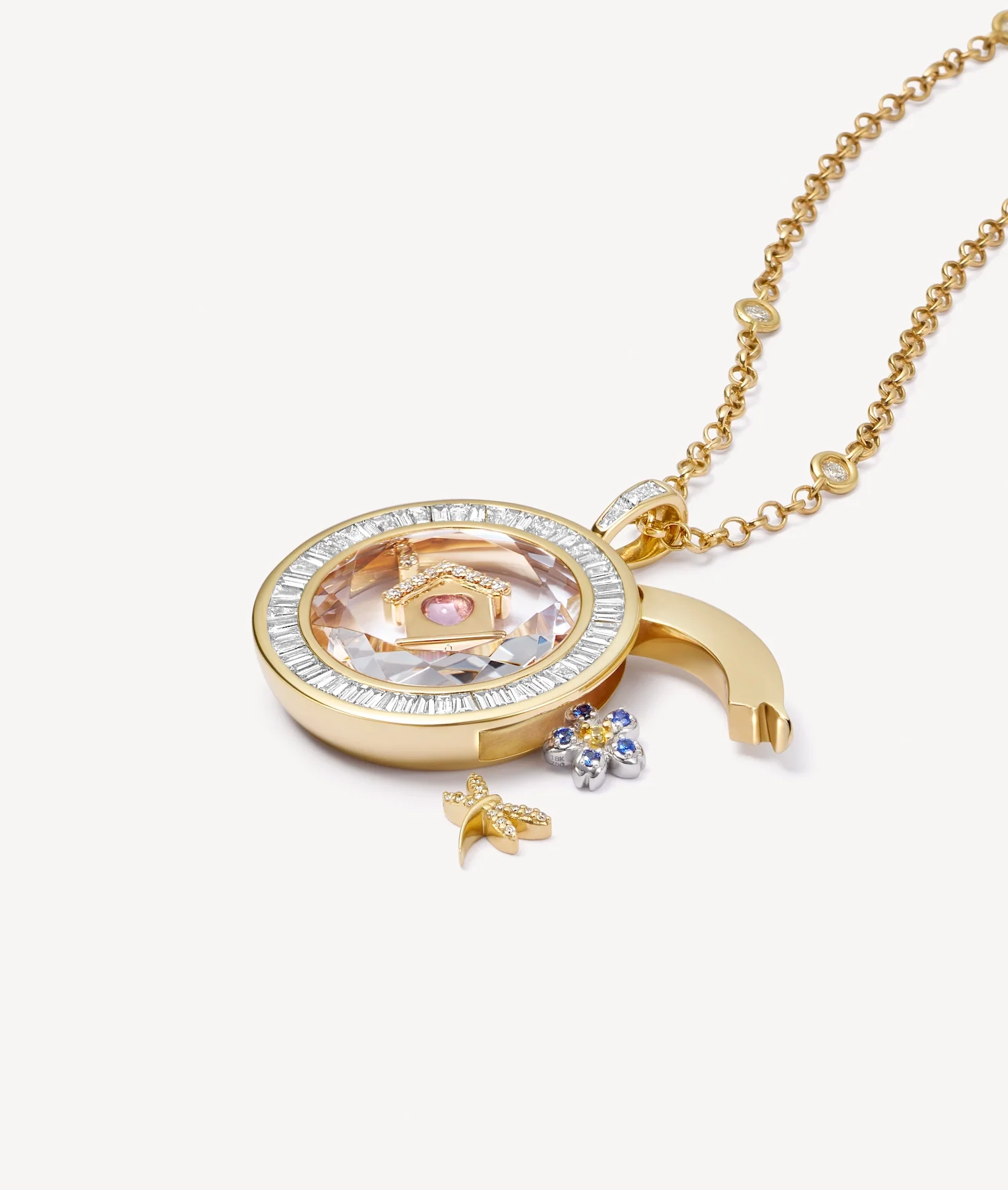 Orb Diamond Baguette Locket 18k - Image 3