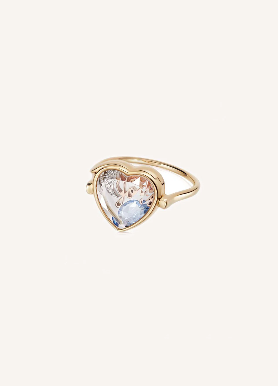 Faceted Heart Locket Ring 18k - Image 3