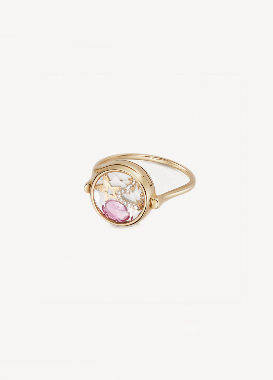 Faceted Round Locket Ring 18k - Image 3