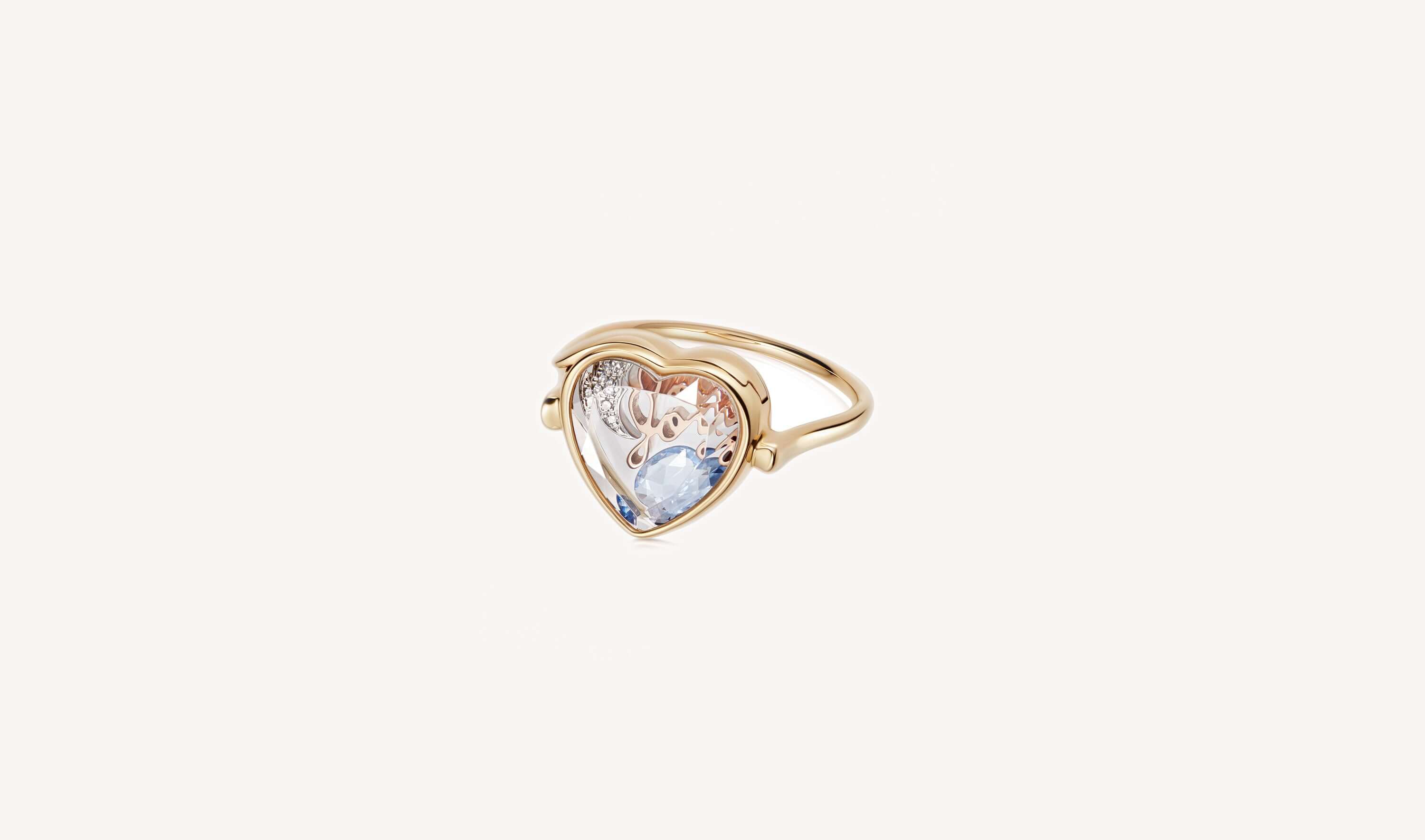 Faceted Heart Locket Ring 9k - Image 3