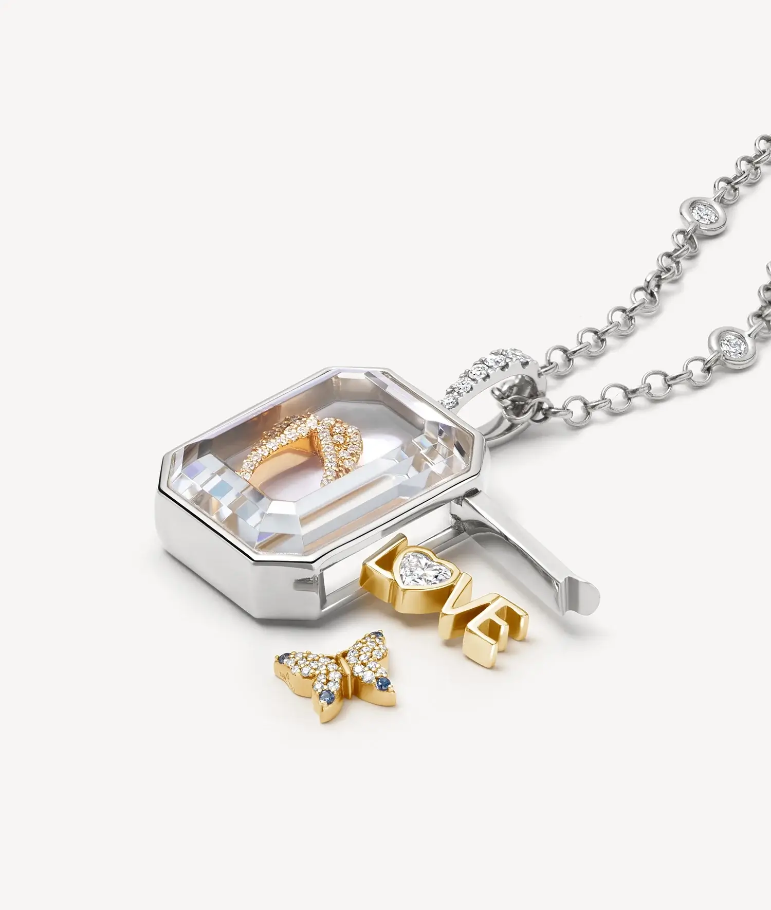 Baguette White Gold Locket 18K - Image 3